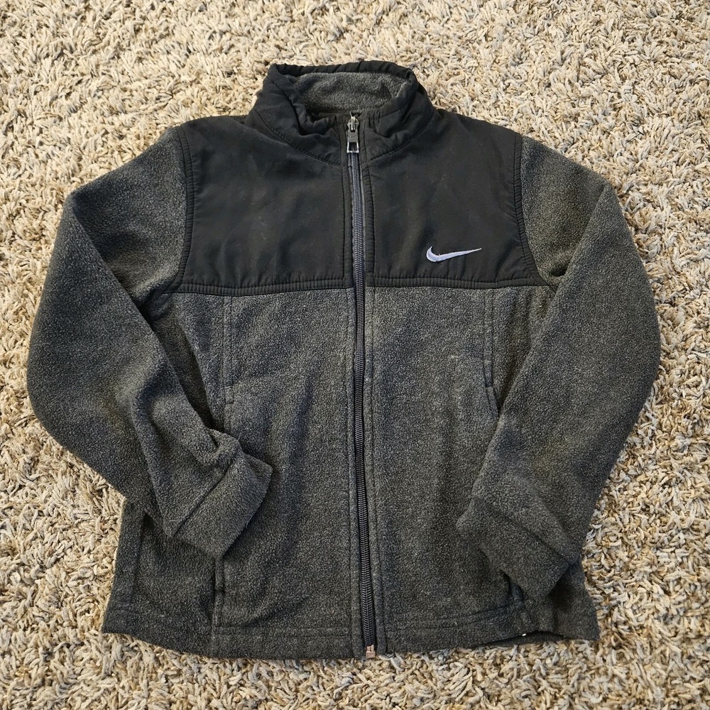 Nike‎ Full Zip Long Sleeve Gray/Black Size 7 Jacket Fleece Youth Kids